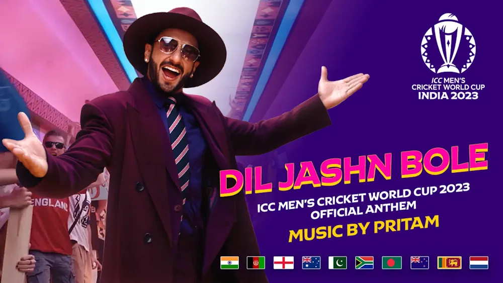 Watch the Official Cricket World Cup 2023 anthem song “Dil Jashn Bole” Feat. Ranveer Singh, Pritam & Others