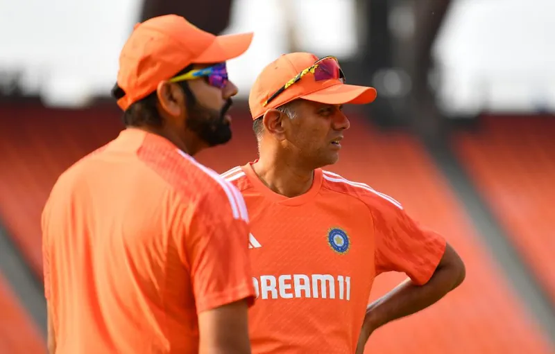 Rohit Sharma and Rahul Dravid Inspect Ahmedabad Pitch Ahead of World Cup Final
