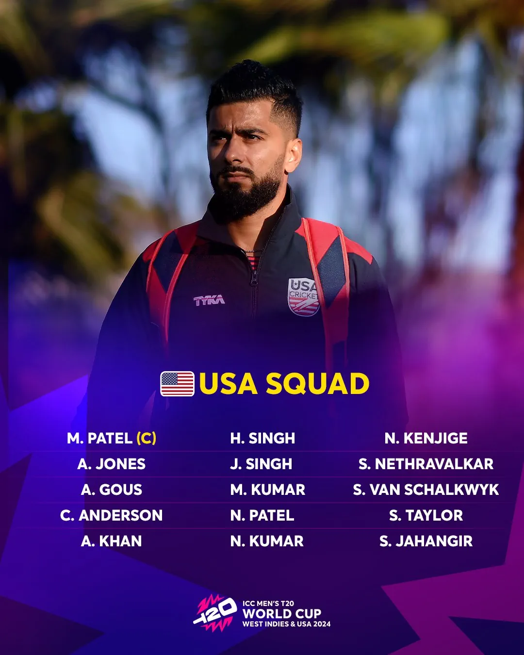 United States US Squad for T20 World Cup 2024 with Players List, Captain, Vice Captain and Team Reserves
