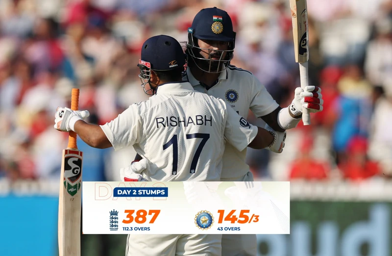 IND vs ENG: KL Rahul’s Fifty and Pant’s Return Help India Reach 145/3 on Day 2 Stumps at Lord’s