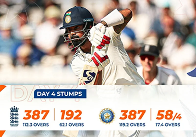 IND vs ENG: Carse, Stokes Leave India Reeling at 58/4 While Chasing 193 in Lord’s Thriller